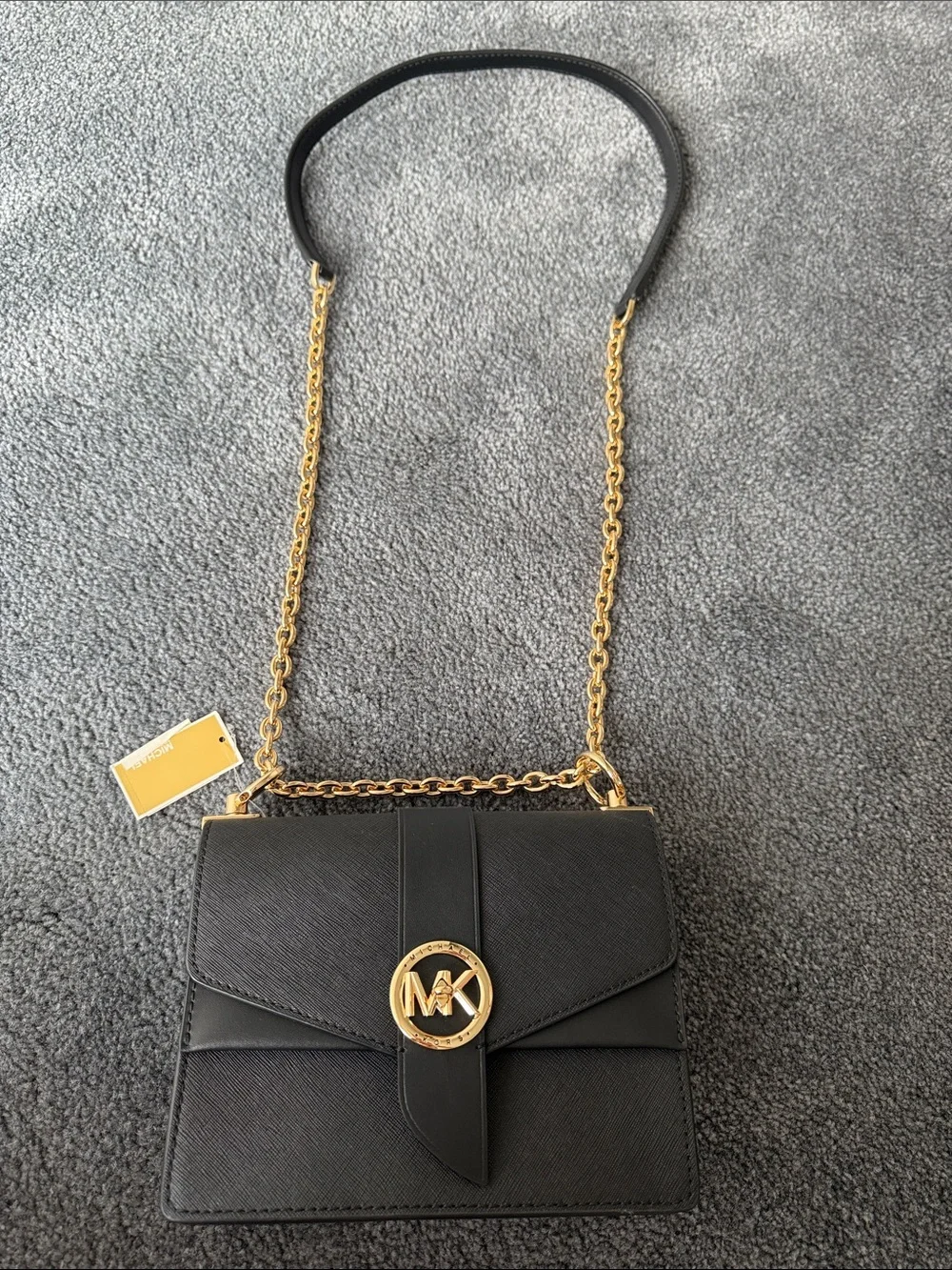 Michael Kors Black Crossbody with Gold MK Emblem